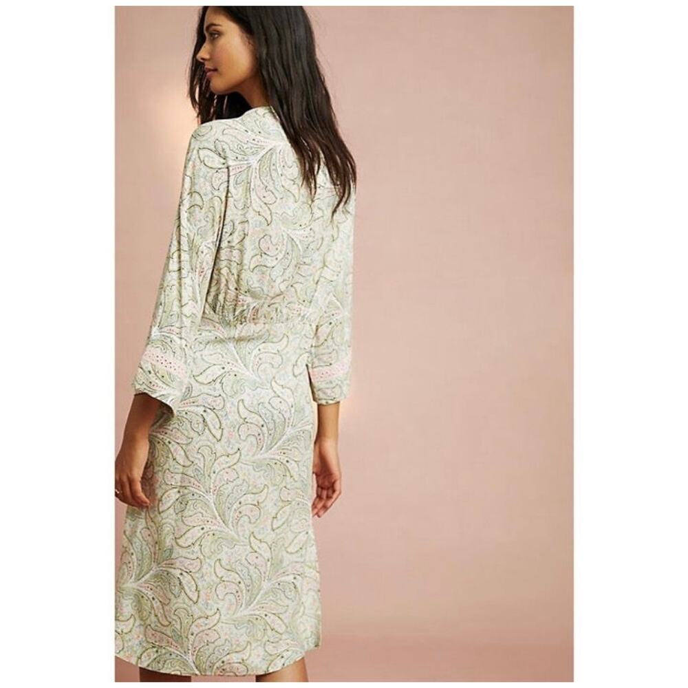 Anthropologie Green and Pink Paisley Robe - Picture 9 of 15